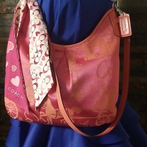 Coach Salmon Crossbody Bag with Scarf